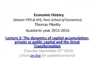 Economic History Master PPD APE Paris School of