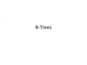 BTrees Definition of a Btree A Btree of