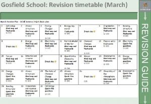 Gosfield School Revision timetable March REVISION GUIDE Gosfield