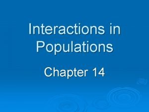 Interactions in Populations Chapter 14 Habitat and Niche
