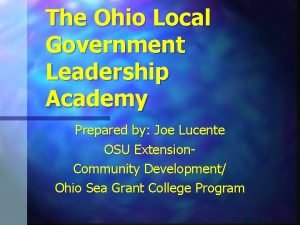 The Ohio Local Government Leadership Academy Prepared by