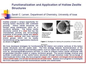 Functionalization and Application of Hollow Zeolite Structures Sarah
