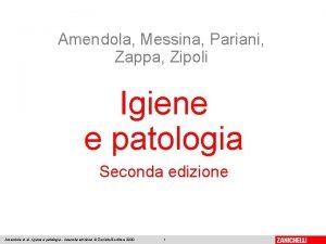 Amendola Messina Pariani Zappa Zipoli Igiene e patologia