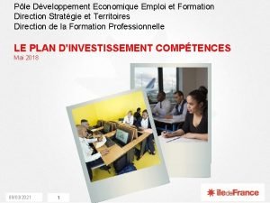 Direction de la formation professionnelle Ple Dveloppement Economique