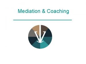 Mediation Coaching MEDIATION Mediation is conflictbemiddeling partijen bepalen Mediation Coaching MEDIATION Mediation is conflictbemiddeling partijen bepalen