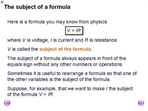 Change of subject formula