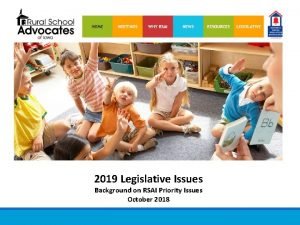 2019 Legislative Issues Background on RSAI Priority Issues