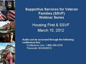 Supportive Services for Veteran Families SSVF Webinar Series