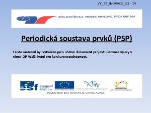 VY32INOVACEG 1 14 Periodick soustava prvk PSP Tento