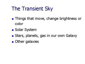 The Transient Sky Things that move change brightness