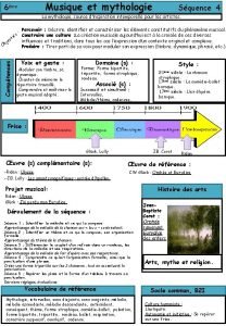 Musique et mythologie 6me Squence 4 La mythologie