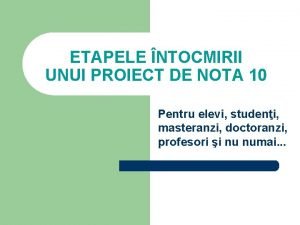 Etapele unui proiect