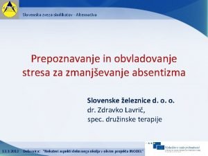 Slovenska zveza sindikatov Alternativa Prepoznavanje in obvladovanje stresa