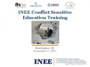 INEE Conflict Sensitive Education Training Washington DC November
