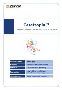 Caretropin Daewoong Recombinant Human Growth Hormone Active ingredient