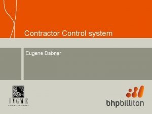 Contractor Control system Eugene Dabner Douglas Colliery contractor
