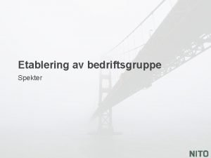 Etablering av bedriftsgruppe Spekter Hvorfor etablere bedriftsgruppe Felles