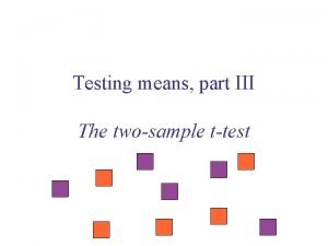 Testing means part III The twosample ttest Onesample