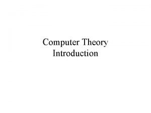 Introduction to computer theory