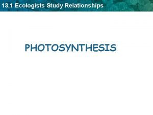 13 1 Ecologists Study Relationships PHOTOSYNTHESIS 4 2