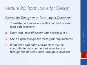 Lecture 20 Root Locus for Design Controller Design