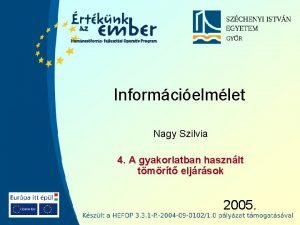 Informcielmlet Nagy Szilvia 4 A gyakorlatban hasznlt tmrt