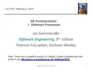 CS 791 Z February 2 2015 SE Fundamentals