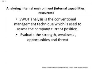 Slide 1 1 Analyzing internal environment internal capabilities