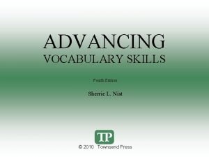 Advancing vocabulary skills 4th edition