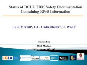 Status of DCLL TBM Safety Documentation Containing RPr