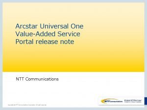 Arcstar Universal One ValueAdded Service Portal release note