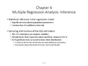 Chapter 4 Multiple Regression Analysis Inference Statistical inference
