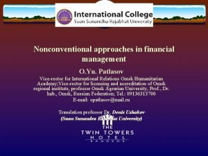 Nonconventional approaches in financial management O Yu Patlasov