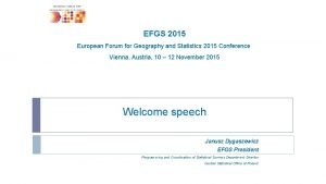 EFGS 2015 European Forum for Geography and Statistics