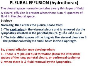 Hydrothorax and pleural effusion difference