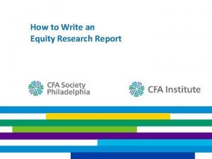 How to write an equity research report