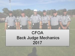 CFOA Back Judge Mechanics 2017 Back Judge Keys