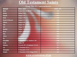 Old Testament Saints Keep The 10 Commandments PERSON