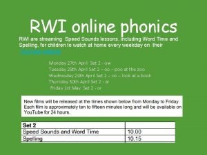 RWI online phonics RWI are streaming Speed Sounds