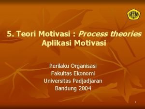 5 Teori Motivasi Process theories Aplikasi Motivasi Perilaku