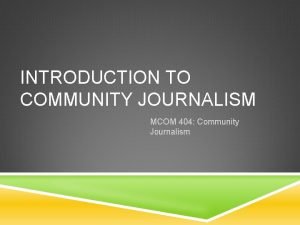 Community journalism definition