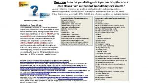 Question How do you distinguish inpatient hospital acute