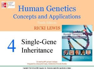 Human Genetics Concepts and Applications Tenth Edition RICKI