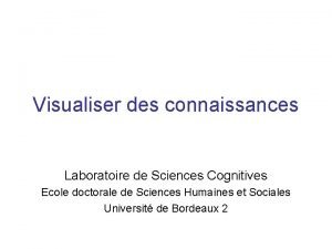 Visualiser des connaissances Laboratoire de Sciences Cognitives Ecole