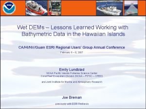 Wet DEMs Lessons Learned Working with Bathymetric Data