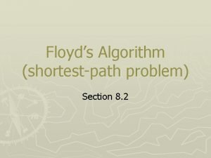 Floyds Algorithm shortestpath problem Section 8 2 Shortestpath
