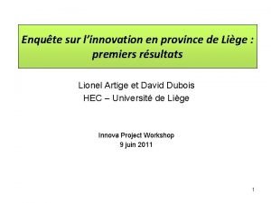 Enqute sur linnovation en province de Lige premiers