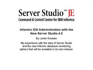Server studio informix Server studio informix