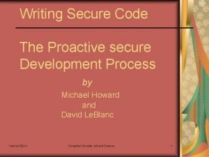 Proactive secure development Proactive secure development