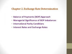 Chapter 2 Exchange Rate Determination Balance of Payments